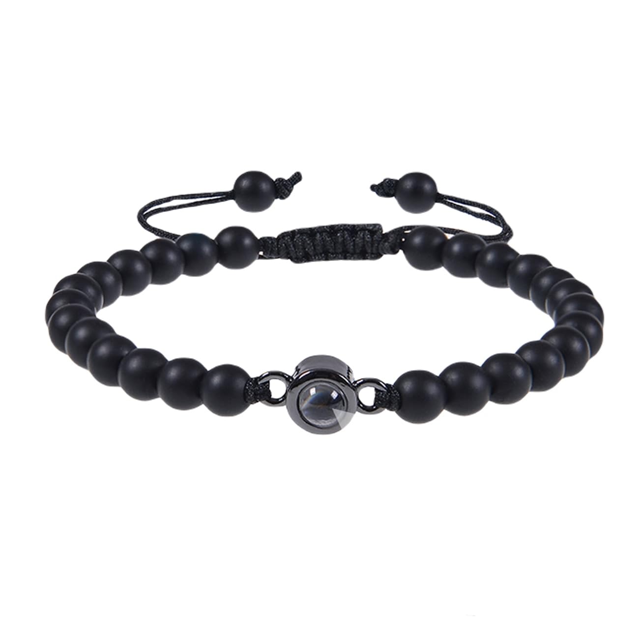 Schmuck Zestaw 2 bransoletek 6 mm Kamień naturalny Kocham Cię 100 języków dla niego i dla niej, Bransoletka surferska dla par, Świetny pomysł na prezent – ​​20 cm