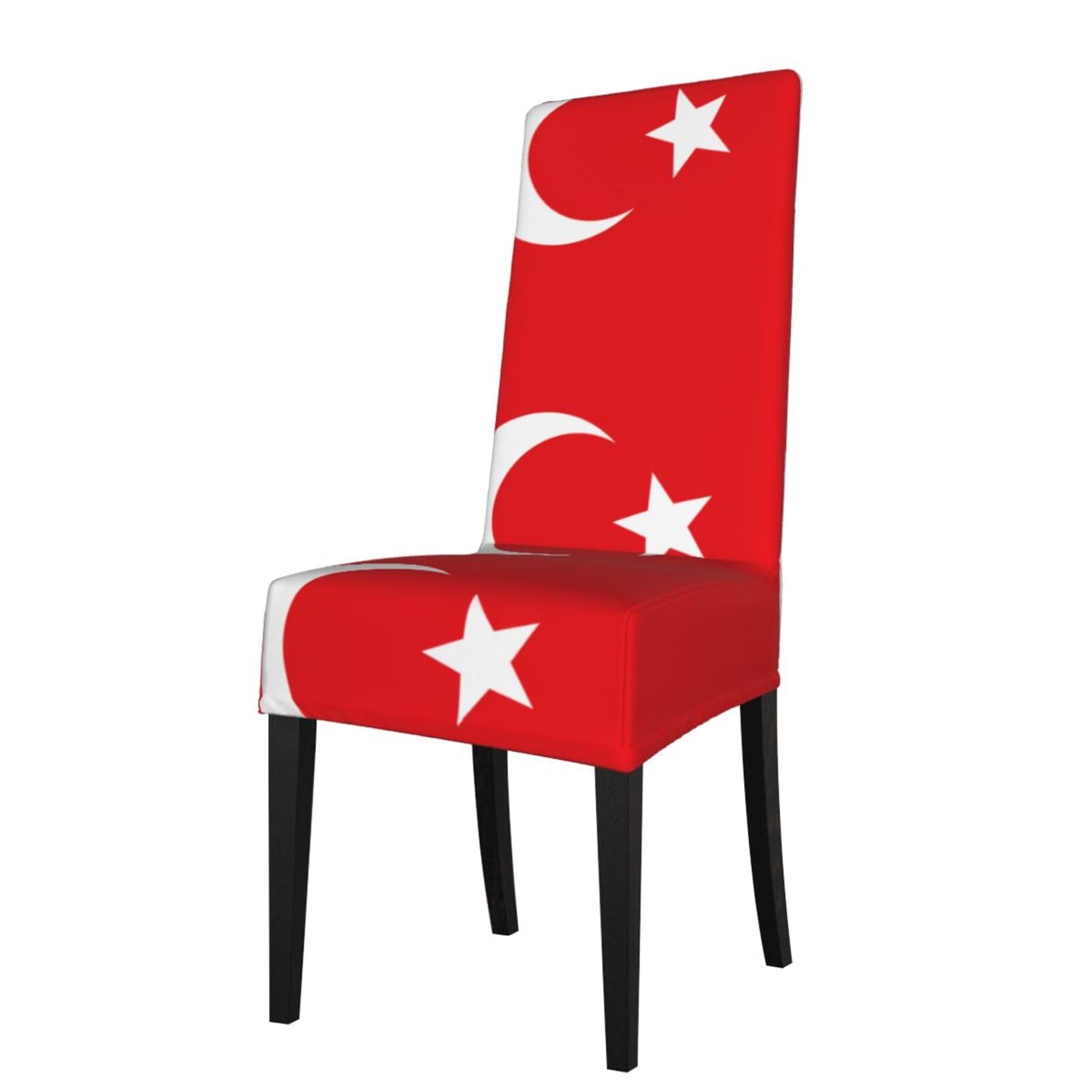 Yyhwhjde Black Flag Of Turkey Prints Dining Chair Throw Covers - Stretchable Spandex Slipcovers For Chair Protection & Refreshing Your Dining Room