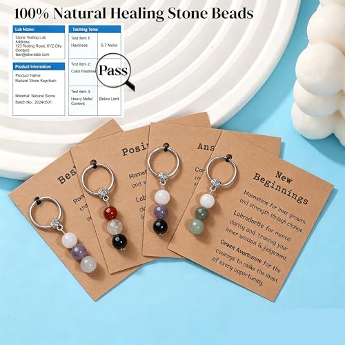 Image of GINAZL Natural Crystals Keychain Gift for New Beginnings, New Beginnings Gifts for Coworker Anxiety Relief Keychain for Women