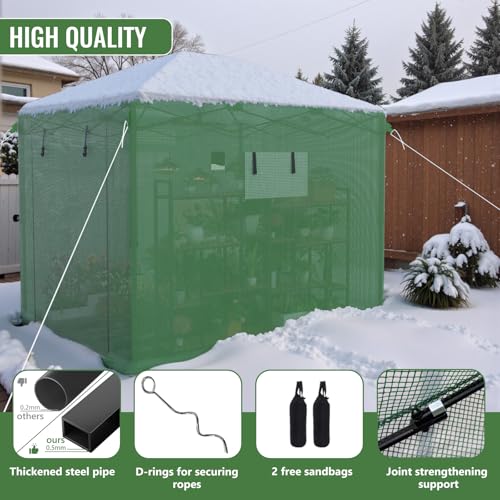 Image of 8X12 FT Pop Up Greenhouse,Greenhouse for Outdoors, Portable Walk-in Greenhouses with Roll-Up Zipper Door, PE Cover Greenhouses for Garden and Backyard, Easy Setup