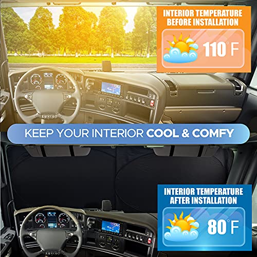 Image of EcoNour RV Windshield Sunshade | Reflective RV Windshield Cover for UV Rays & Heat Protection, Keeps Your RV Motorhome Cool | Shades for RV Fits RVs, Trucks, Motorhomes, Buses | XXXXX-Large 102 inchx51 inch