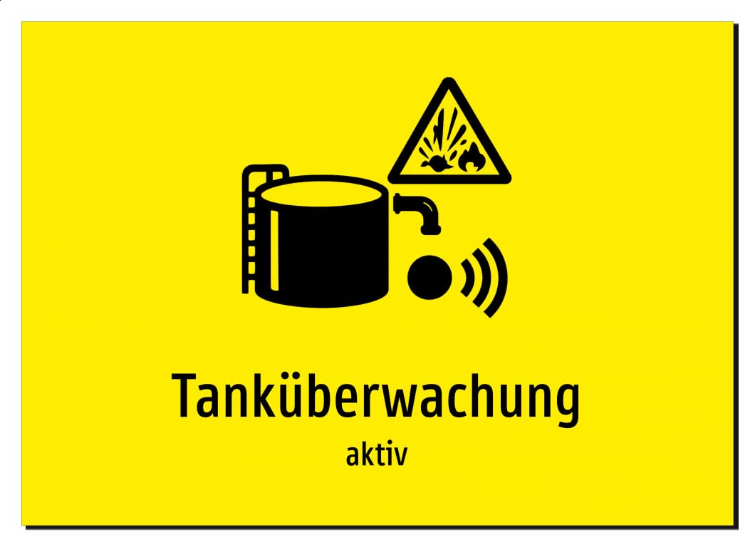 36159-DE-S-08 | Tanküberwachung - aktiv | Aluminiumschild A3, 420 x 297mm | mit Symbolgrafik und Text