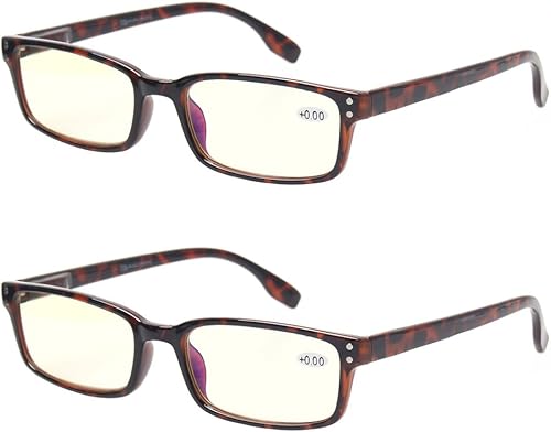 2 pares de gafas para computadora con protección UV, bloqueo de rayos azules, antirreflejo y resistentes a rayones, 0