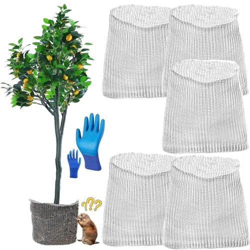 Image of HAORESULT 5 Packs Gopher Baskets 15 Gallon Size Stainless Steel Metal mesh to Protect Plant Root from Gophers, Moles and Voles Protect The Roots of Large Plants