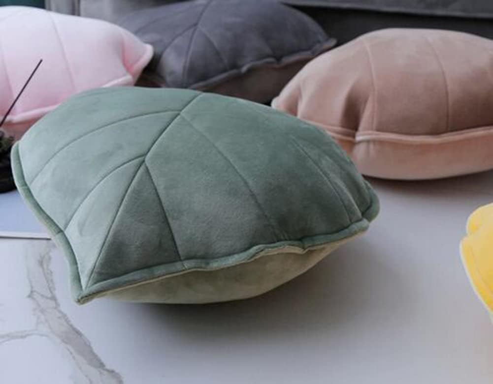 Soft Leaf Plush Pillows with Core Sleeping Plush Hugging Cushion Bedding Decorative Plush Cushion Sofa Throw Pillows (45×45cm/17.7×17.7inch, Gray)