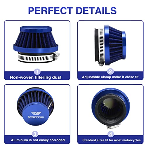 Image of 2PCS Motorcycle 60MM Air Intake Filter Universal Carburetor Air Filter Cleaner for Dirt Pit ATV SSR TTR Bike Breather Filter Fit for Many Different Carburetors (Blue 60MM)