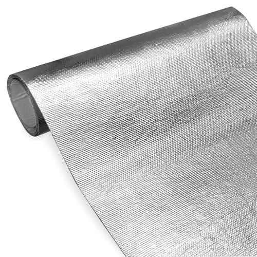 Manta aislante termico de aluminio y fibra de vidrio, aislante termico autoadhesivo, paneles de aislamiento térmico de protección, 30 x 100 cm