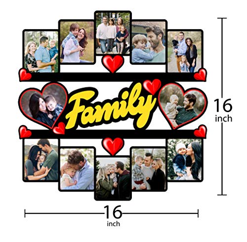 Image of Customized Family Photo Frames Collage - Personalized Name Photo Frames with Photo for Gift and Home Decor (Size: 16 x 16 Inch)