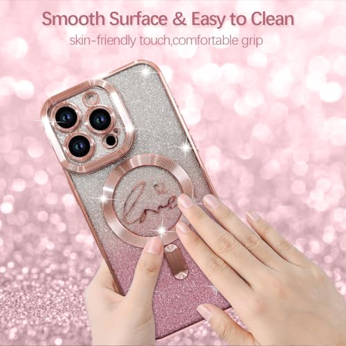 Image of ZIYE Magnetic Case Designed for iPhone 15 Pro Max Glitter Case-Pink