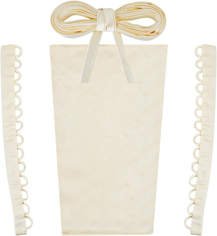GORGECRAFT 4Pcs Wedding Dress Corset Kit Large Cloth Satin Lace Up Panel Extender Zipper Replacement Adjustable Ribbon Ties Back Corsets for Prom Formal Dress DIY Crafts Accessories, Champagne