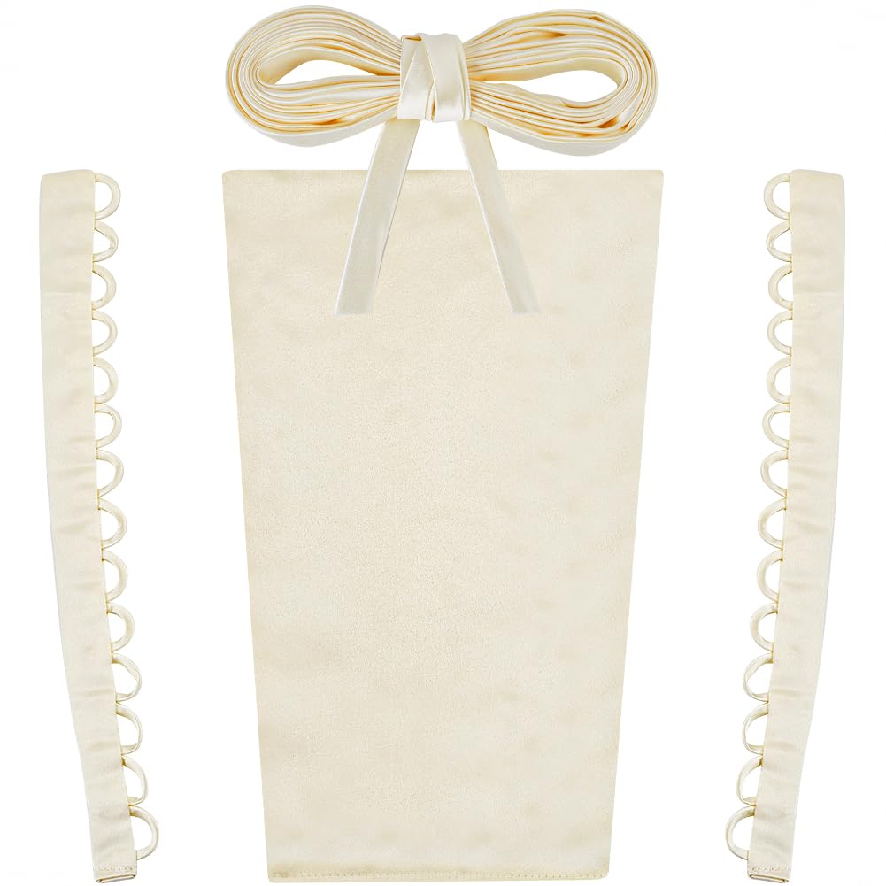 GORGECRAFT 4 kit de Corset pour Robe de Mariée Grand Tissu Satiné Extension de Panneau à Lacets Fermeture Éclair de Remplacement Ruban Réglable Attaches au Dos Corsets pour Bricolage champagne