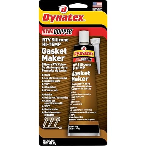 Dynatex 143346 DynaCopper RTV Silicone Copper Gasket Maker, 85g Tube - High Temperature Silicone Sealing Compound Cover
