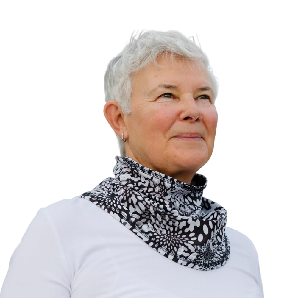 BANDI UPF 50+ Reversible Sun Wrap – Lightweight UV Neck Gaiter for Women, Travel Scarf, Outdoor Protection, Made in USA - Reversible Dual Print, Moonflower/Pebbles