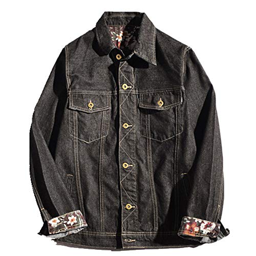 Ropa de trabajo Retro Fit Denim Coat Original Hombre Estilo Noche Pareja Chaqueta Negro Negro ( XXXXL