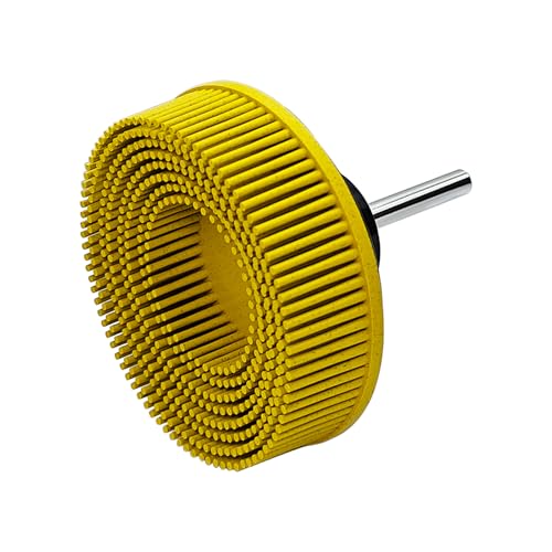 Image of HIEMIE Tools 3 Inch Bristle Disc Grit 80# (Yellow) with 3 Inch Shank Attachment Abrasive Coating Removal Disc for Metal