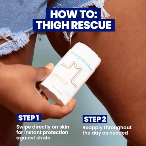 megababe thigh rescue anti-chafe stick  prevents skin chafe amp irritation  thighs arms bra-lines amp more