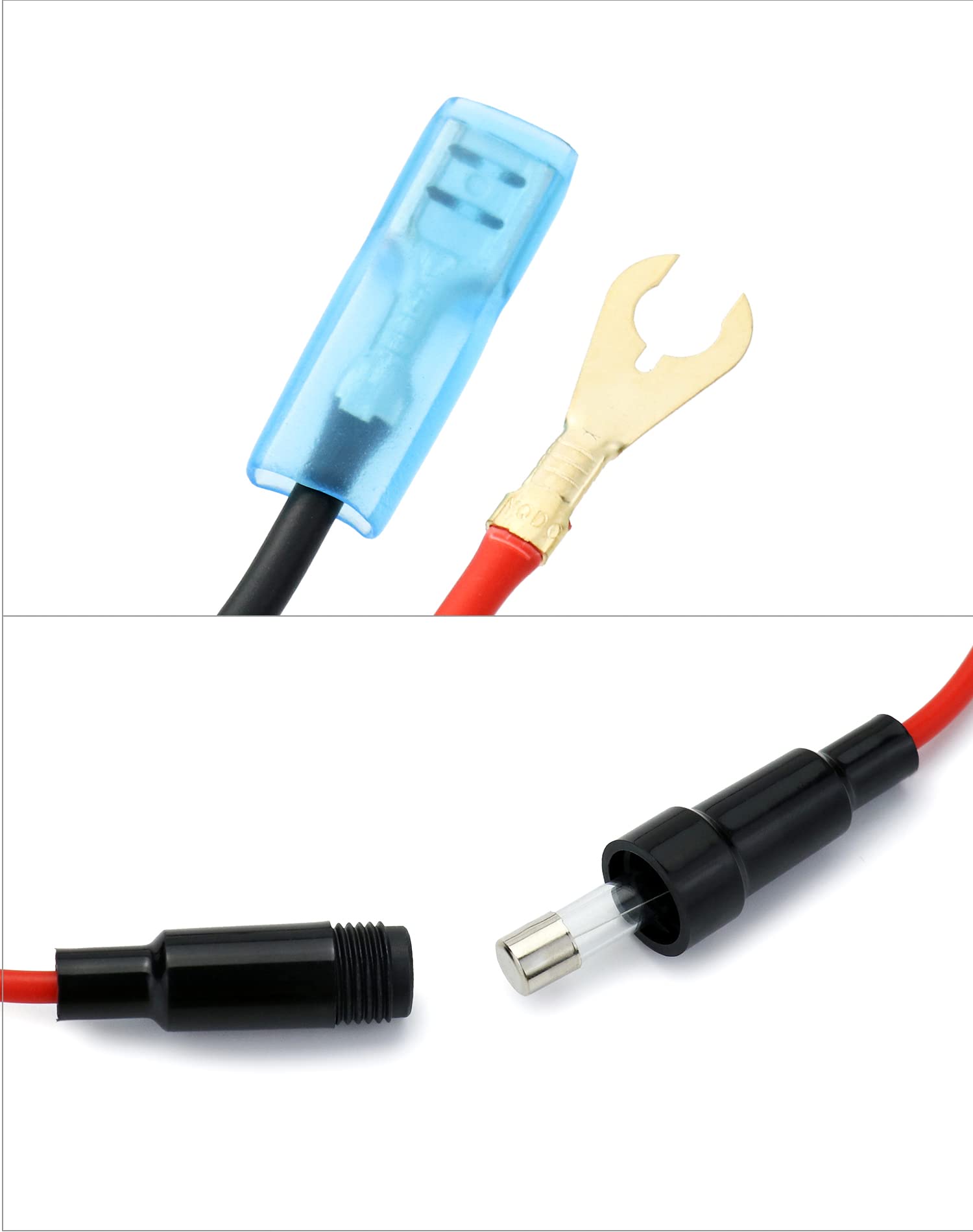 QWORK® Gniazdo zapalniczki samochodowej Wodoodporne gniazdo DC 12 V z kablem połączeniowym 60 cm i bezpiecznikiem do łodzi, samochodów, motocykli