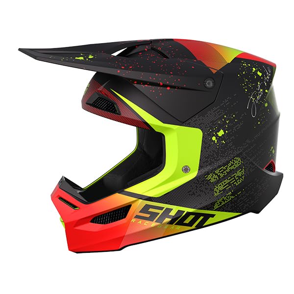 SHOT RACE GEAR Casque Motocross Furious Matrix Red Matt – Casque Moto Tout-Terrain Homologué ECE 22.06 – Ultra Léger 1300 g – Ventilation Optimisée...