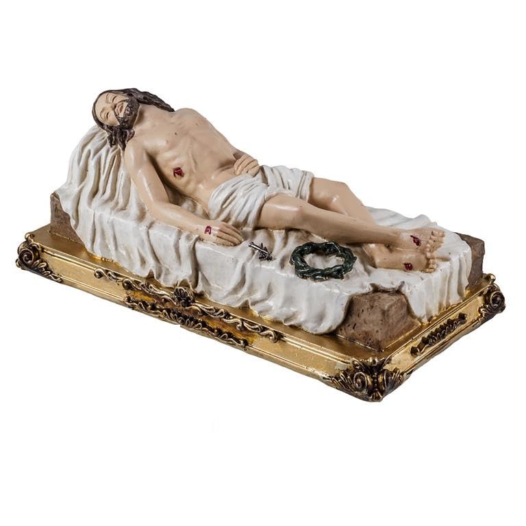 Figurine Christ couché résine DRW statuette religieuse 20x10x8 cm