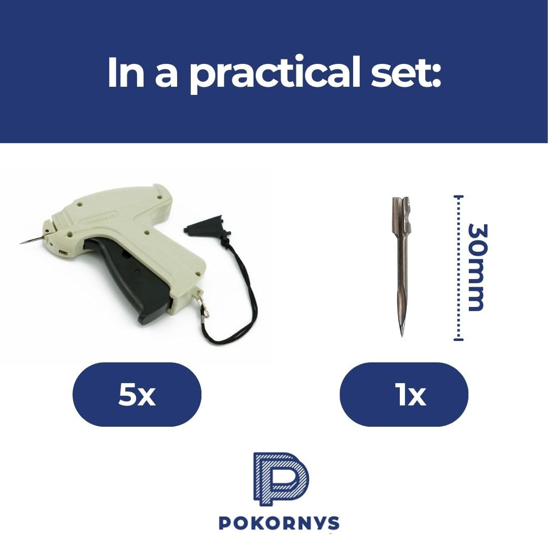 Pokornys - Pistola per etichettatrice Arrow 9S Standard � in set con 5 aghi di ricambio, etichettatrice per il fissaggio di etichette e cartellini dei prezzi su tessuti e vestiti, come jeans,