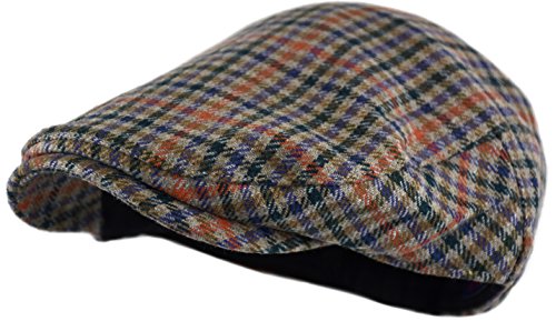Image of Wonderful Fashion Men's Classic Herringbone Tweed Wool Blend Newsboy Ivy Hat (Large /X-Large, Charcoal)