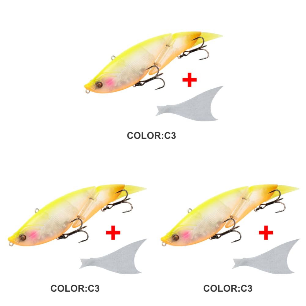 19 cm 55 g Swimbait flottant à 2 articulations avec queues souples – Leurre de pêche articulé pour eau douce et salée