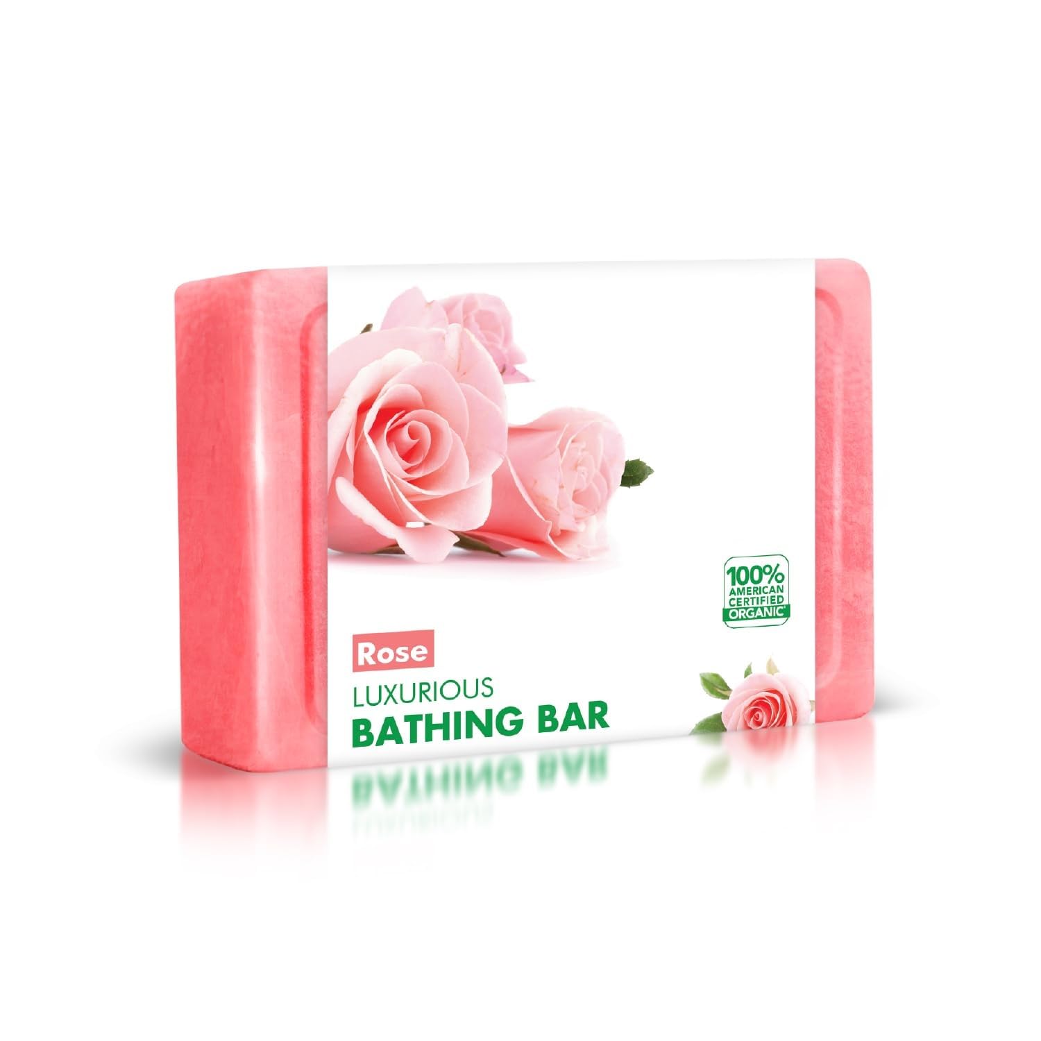 Rose Luxurious Bathing Bar | For Moisturized Skin, Rose Scented Bathing Bar, For Rejuvenated Skin, 100% American Certified Organic, Sulphate & Paraben-free, 125gm (Pack of 4)