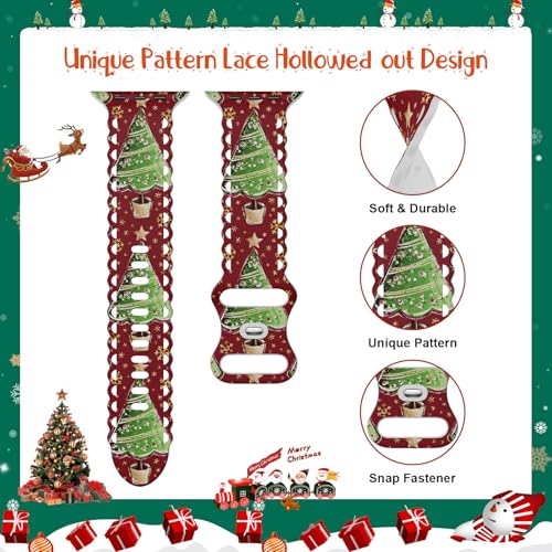 Image of Compatible with Apple Watch Band 41mm 40mm 38mm 49mm 45mm 44mm 42mm Women Girl, Christmas Hollow Soft Silicone Sports Strap For iWatch Ultra SE Series 10 9 8 7 6 5 4 3 2, tree-38