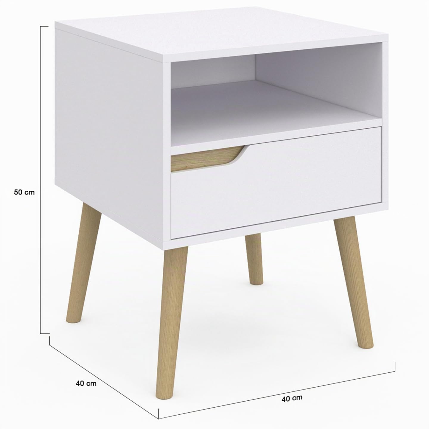 IDMarket - Set di 2 comodini scandinavi a 1 cassetto Bianchi Helsinki