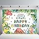 APROPHIC Kinder Dinosaurier Banner Fotohintergrund, Geburtstag Hintergrund Fotografie, Cartoon Lustiges Happy Birthday Foto Hintergrund, Grünes Blatt Süße Dinosaurier Zubehör Banner 210 x 150cm