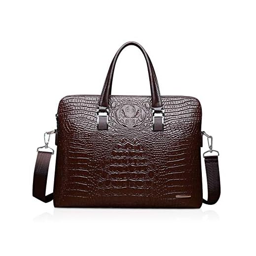 Aditam bolsa padrão crocodilo para homens 2 peças tote bolsa feminina bolsa de trabalho elegante bolsa de ombro carteira feminina carteira de couro plutônio marrom Double the comfort