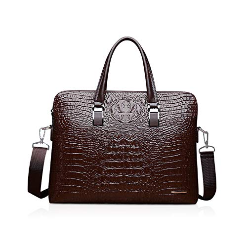 Aditam bolsa padrão crocodilo para homens 2 peças tote bolsa feminina bolsa de trabalho elegante bolsa de ombro carteira feminina carteira de couro plutônio marrom Double the comfort