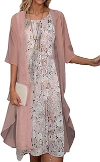 Women's Summer Two-Piece Set Wedding Guest Formal Cocktail Dress with Jacket Flowy Casual Boho Floral Midi Dress - Buy now