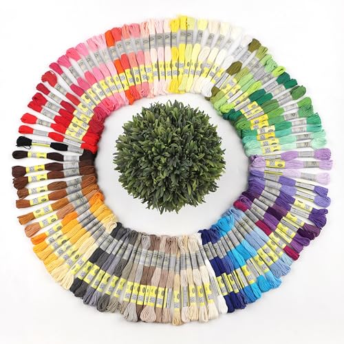 Image of 100 Colors Set Premium Double Mercerized Egyptian Cotton Embroidery Floss 8M Each for Cross Stitch Threads, Friendship Bracelets Floss, Craft Floss, Embroidery Floss Set (100 Skeins)