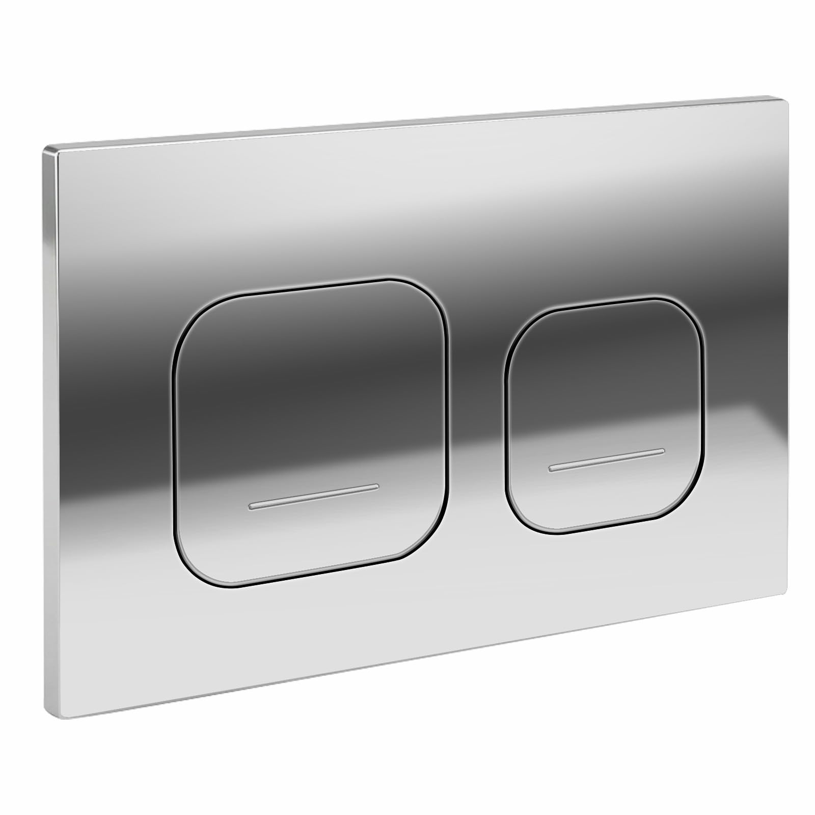 Placca di comando per WC sospeso, piastra di azionamento, piastra a pulsanti, compatibile con Geberit Sigma 01, UP300 e UP320, funzione di doppio scarico | lucido (Cromato con cerchio argentato)