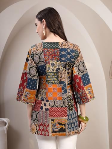 Image of COTLAND Fashions Jaipuri Cotton Printed Short Kurti for Women
