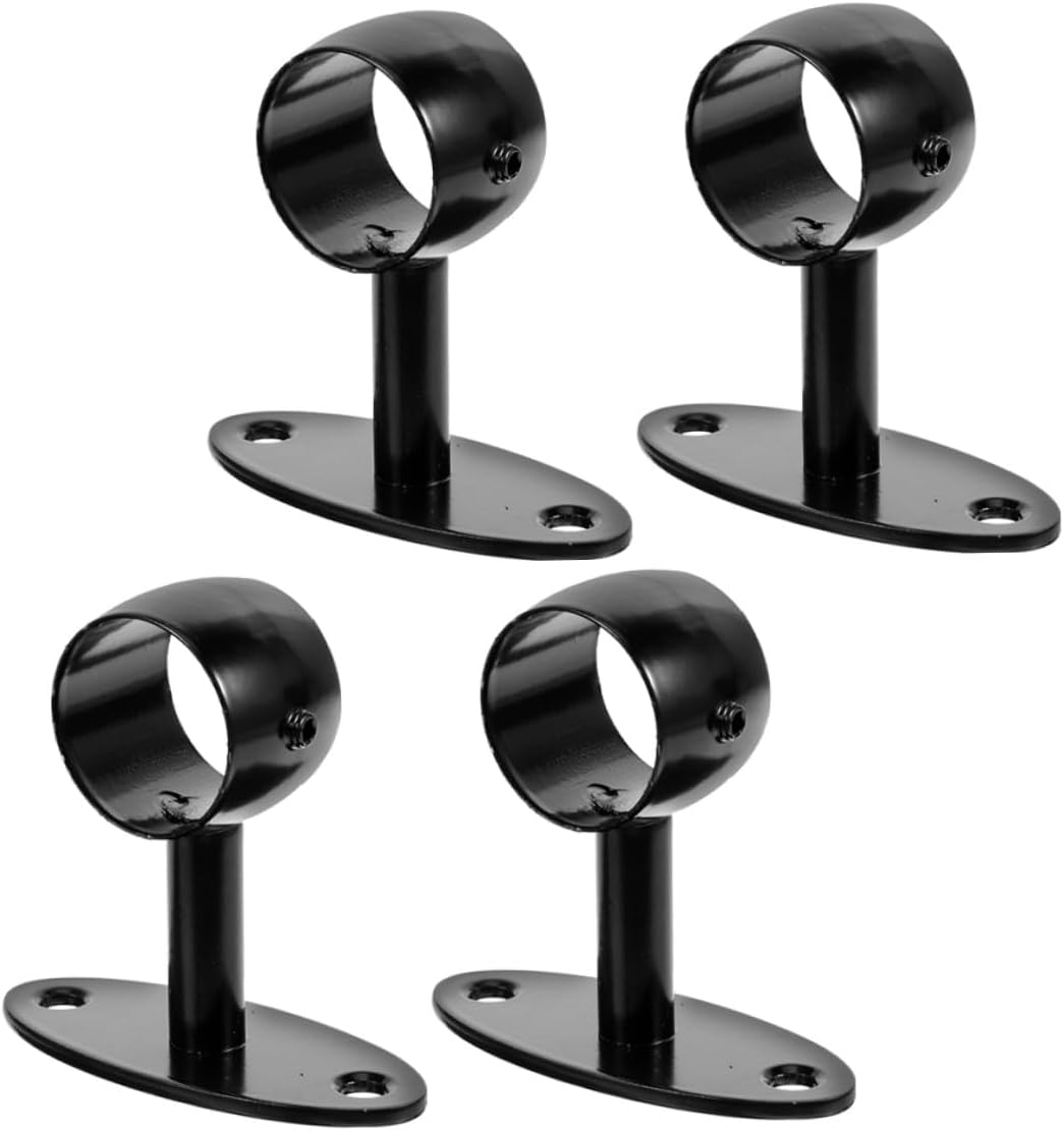 Alipis 4pcs Stainless Steel Stair Handrail Brackets with Wall-Mounted Banister Support, Black Straight Tube Fixed Handrail Bracket for Indoor Stair Railing