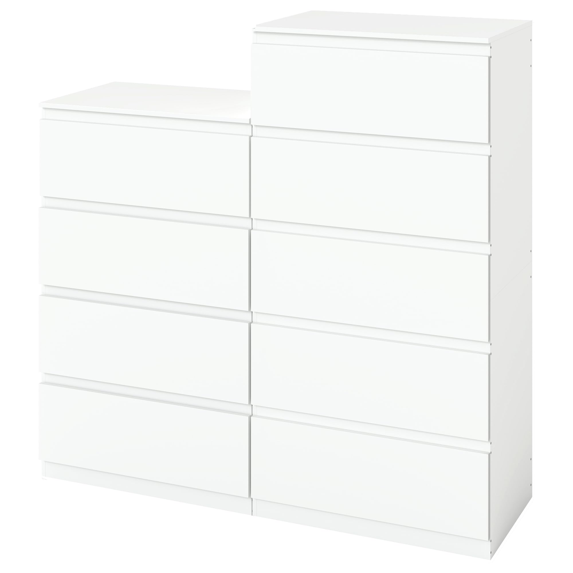Liink1Ga 2er Set Komodenschrank für Schlafzimmer Hoch Kommode Weiß mit 4 & 5 Schubladen/Nachtkasten Schubladenkommode Kommode&Sideboard Komoda Weiss für Büro Wohnzimmer Schlafzimmer Flur Möbel
