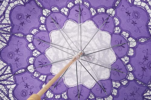 Babeyond Lace Umbrella Parasol Vintage Wedding Bridal Umbrella For Decoration Photo Lady Costume 1920S Party (Purple) #TOP5