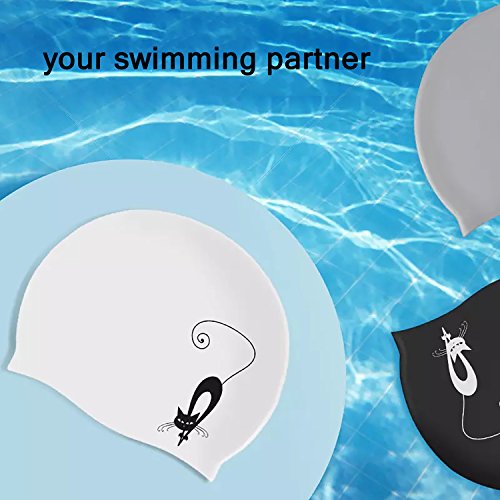 Xree Cute Sloth Sport Swim Cap Silicone Resilient Waterproof Solid Swimming Cap, Anti-Slip Interior, Suitable For Long Or Short Hair #TOP4