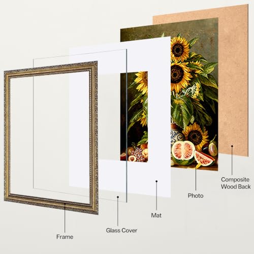 Image of eletecpro 11x14 Vintage Picture Frame, Glass Cover, Bronze Gold, 2-Pack | Display Photo 8x10 with Mat or 11x14 without, Horizontal or Vertical, Tabletop or Wall Decor