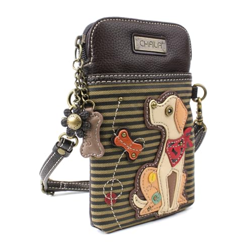 Image of CHALA Dog Collection Cell Phone Crossbody Purse-Women PU Leather /Canvas Multicolor Handbag with Adjustable Strap