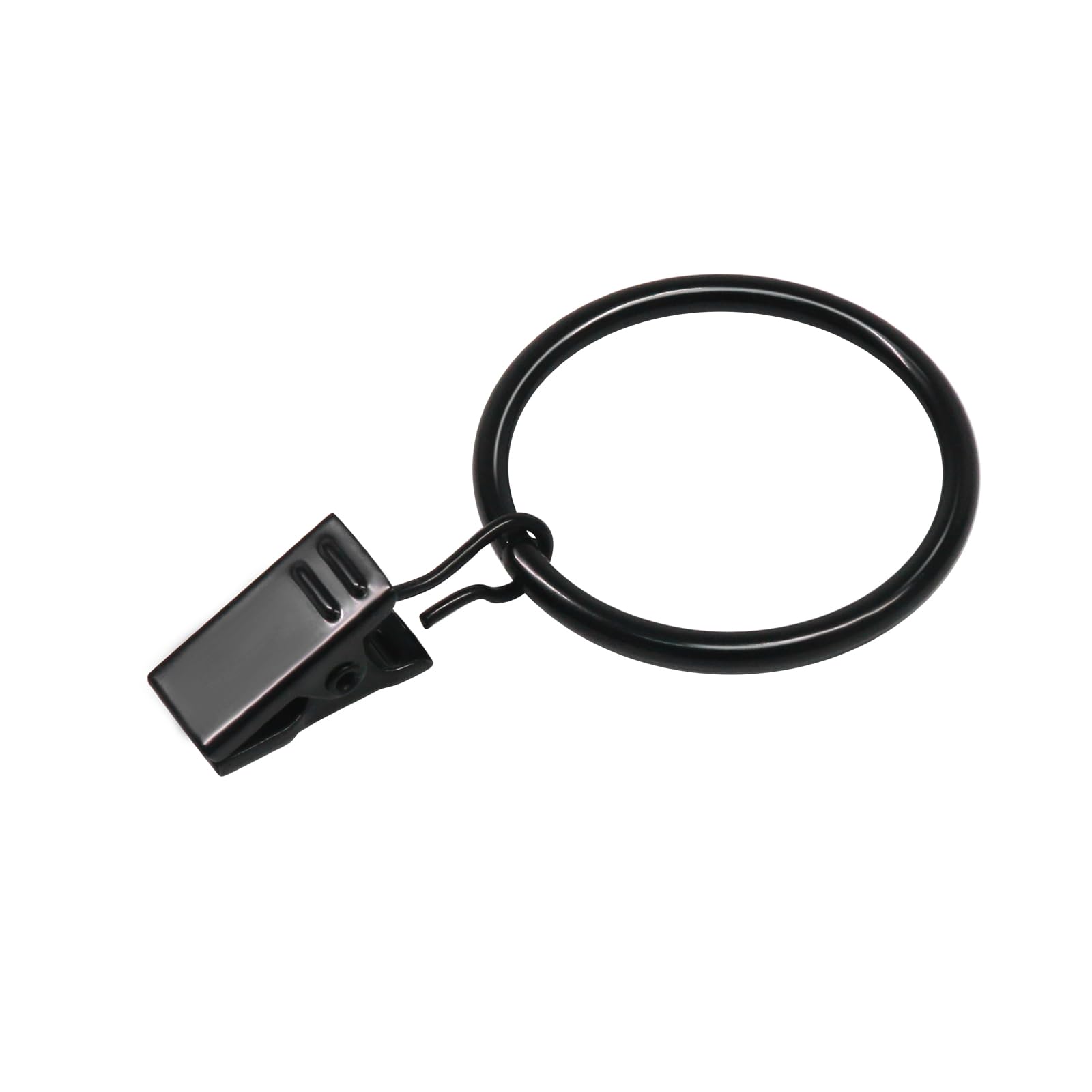 Coideal Curtain Rings with Clips Black - 40 Pcs Metal Drapery Clip Ring 1.26 in Interior Diameter, Fits up to 1 in Curtain Rod