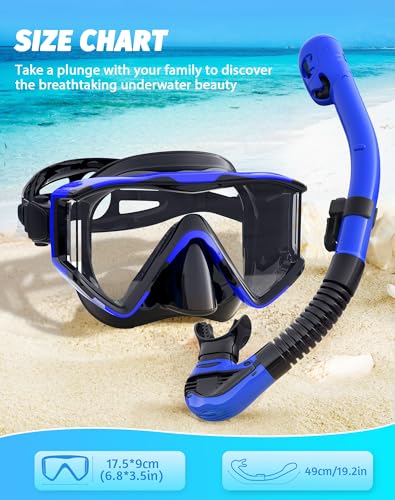 image for Greatever Snorkel Set Pano 3 Window Snorkel Mask Adult, Panoramic Wide