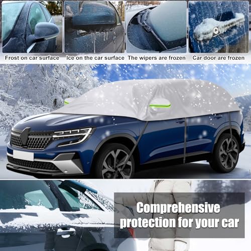 Opaltool Halbgarage Kompatibel mit Renault Austral 2022-2025, Autogarage Softtop Halbabdeckung mit verstellbaren Haken und reflektierenden Streifen Ohrenkappen