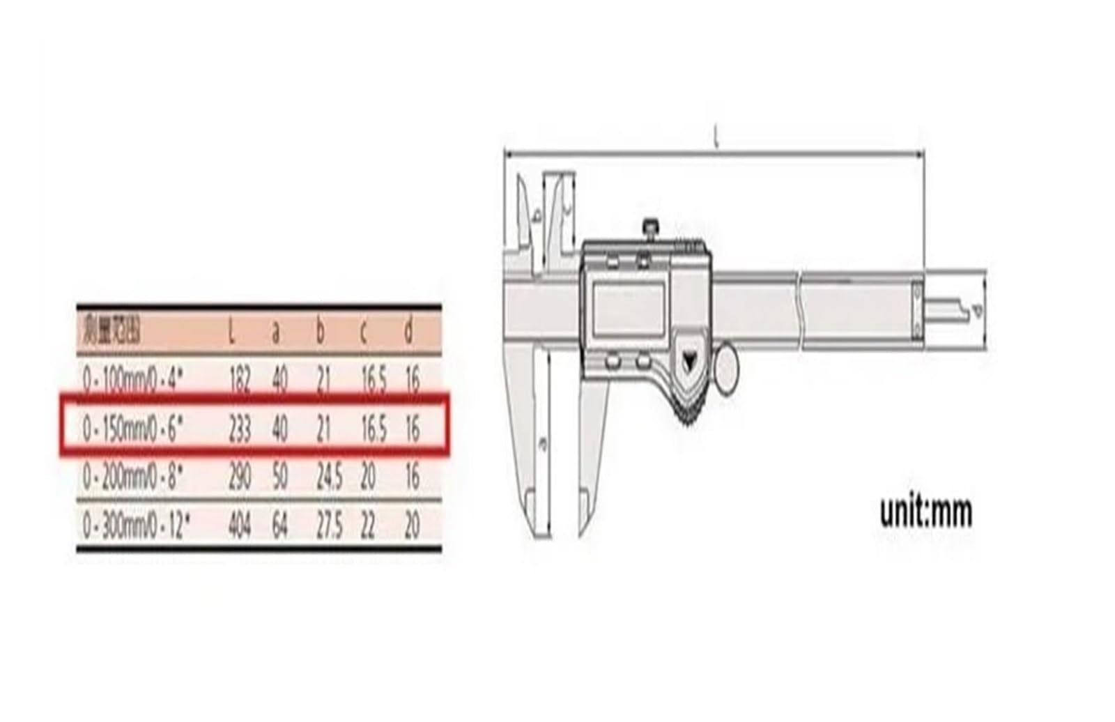 Suwmiarka cyfrowa ze stali nierdzewnej 500-196-20 suwmiarka z noniuszem 0-150 mm 200 300 LCD pomiar elektroniczny (150 mm 500-196-20)