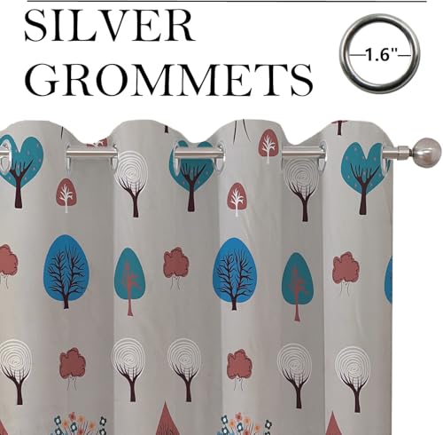 Image of BFAM Kids Blackout Curtains 9 feet Set of 1 - 100% Room Darkening, Thermal Insulated, Noise Reducing, Cute Animal & Rainbow Prints, Eyelet Curtains for Playroom, Bedroom & Nursery, Pack of 1 Curtain
