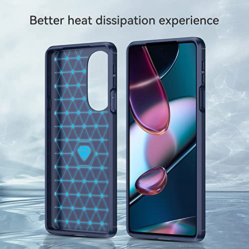 Image of NPRC Hybrid Ultra Slim Protective Case TPU Non-Slip Carbon Fiber Texture Shockproof Case Cover for Moto Edge 30 Pro - Blue