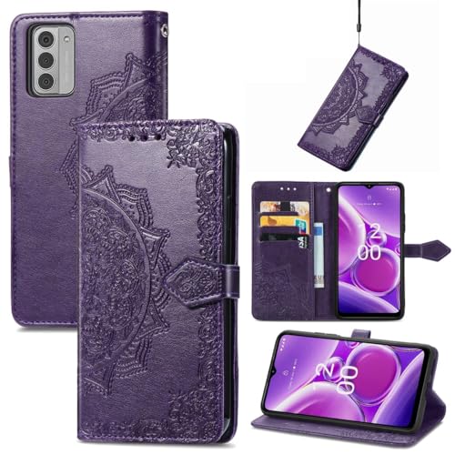 Coque Nokia G42 König Design violette à rabat haute finition