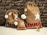  Jutesäckchen Weihnachten Nikolaussäckchen mit Name Nikolaus Sackerl Geschenktüte Jute Weihnachtstüte Geschenk